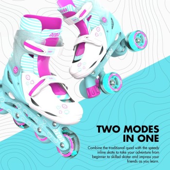 YVolution neon combo 2 σε 1 αυξομειούμενα πατίνια - γαλάζιο/ροζ 53.NT09T4 0810012241830