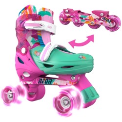 YVolution neon combo 2 σε 1 αυξομειούμενα πατίνια - floral/ροζ 53.NC49F4 0816661020666