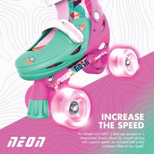 YVolution neon combo 2 σε 1 αυξομειούμενα πατίνια - floral/ροζ 53.NC49F4 0816661020666