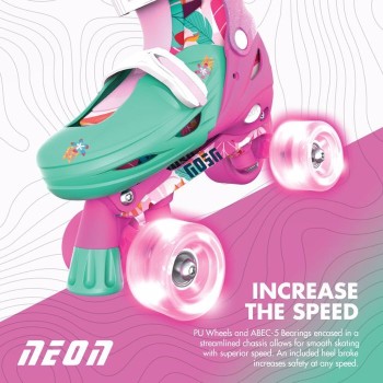 YVolution neon combo 2 σε 1 αυξομειούμενα πατίνια - floral/ροζ 53.NC49F4 0816661020666