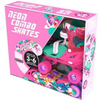 YVolution neon combo 2 σε 1 αυξομειούμενα πατίνια - floral/ροζ 53.NC49F4 0816661020666