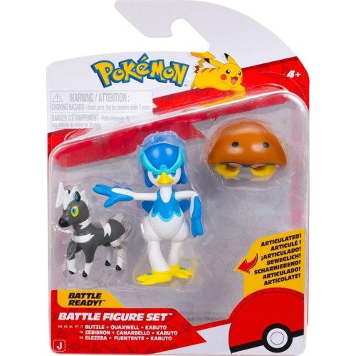 Jazwares Pokemon Φιγούρες Μάχης 3 Τεμ. W25 (4 Σχέδια) – Blitzle, Kabuto, & Quaxwell  Pkw4094, JW095155-W26 191726756088
