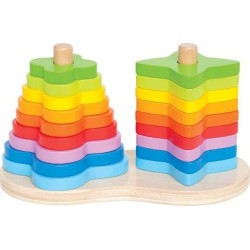 Hape Early Explorer Διπλή Ξύλινη Πυραμίδα Rainbow Stacker E0406A 6943478002531