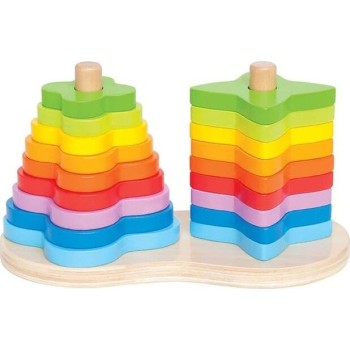 Hape Early Explorer Double Wooden Pyramid Rainbow Stacker E0406A 6943478002531