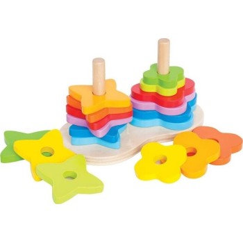 Hape Early Explorer Διπλή Ξύλινη Πυραμίδα Rainbow Stacker E0406A 6943478002531