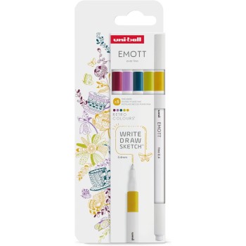 Uni-ball Mitsubishi Pencil Uni-Ball Emott Μαρκαδόροι Retro Colours (Σετ 5 Τμχ.) EMOTT 5P SET RETRO COLOURS 3701614900782