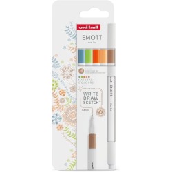 Uni-ball Mitsubishi Pencil Σετ Μαρκαδόρων Uni-ball Emott, Φυσικά Χρώματα, 5 Τεμάχια EMOTT 5P SET NATURAL COLOURS 3701614900768