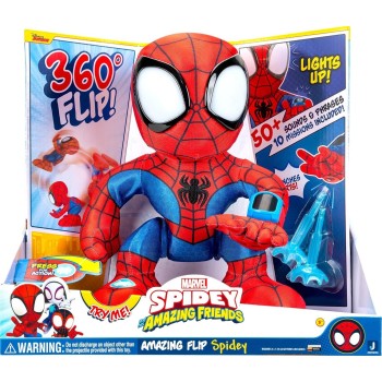 Jazwares Spiderman Ο Spidey Και Οι Καταπληκτικοί Φίλοι Του Λούτρινο Spidey 28Cm Που Αναποδογυρίζει & Μιλάει Με 50+ Ήχους-Φως JWS