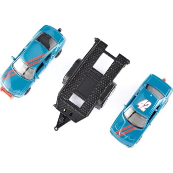 siku 2565, dodge charger with dodge challenger srt racing, sky blue, metal,plast SI002565 4006874025657
