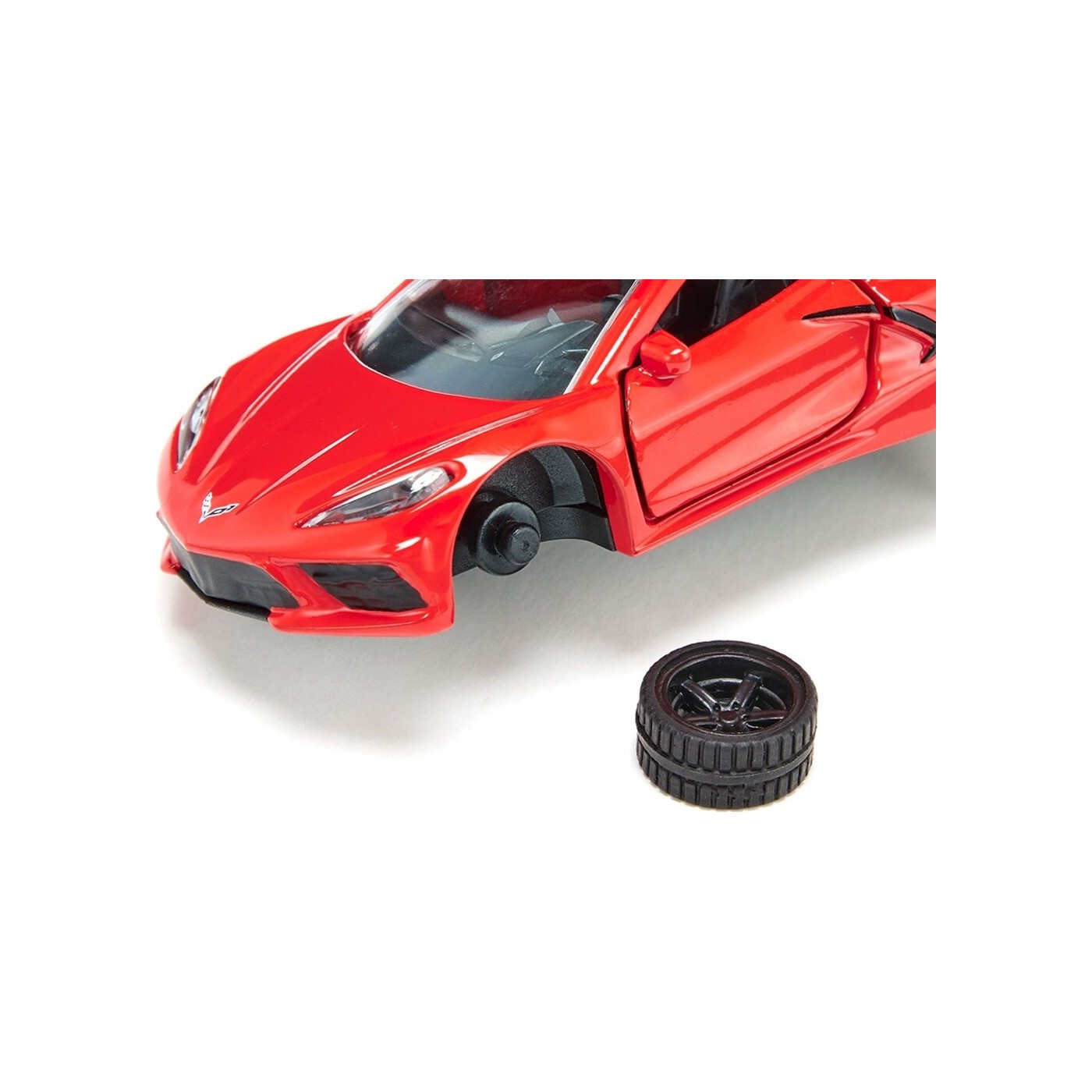 SIKU 2359, Chevrolet Corvette Stingray, Voiture Jouet, 1:50, Métal,Plastique, Rouge, Capot et Portes ouvrables, Roues interchangeables