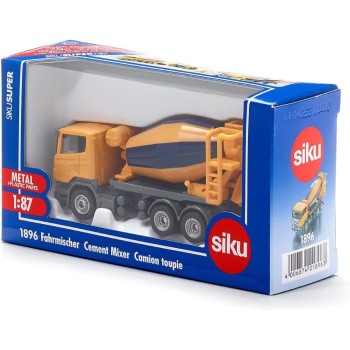 siku Cement Mixer, Construction Site Vehicle, 1:87, Metal,Plastic, Rotating Drum, Orange,Blue SI001896 4006874118960
