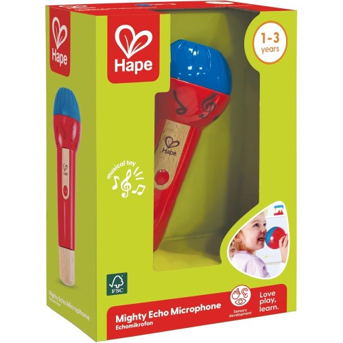 Hape Early Melodies Ξύλινο Mighty Echo Microphone E0337A 6943478019027