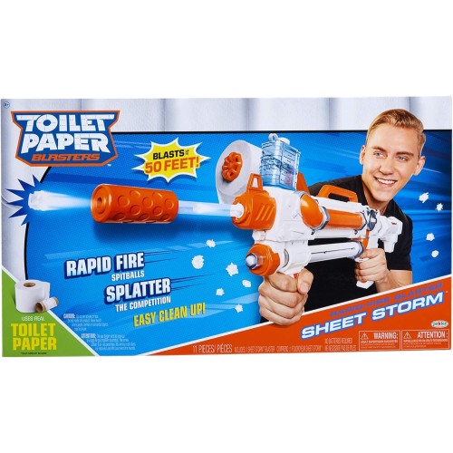 JAKKS PACIFIC Toilet Paper Blasters Sheet Storm, Toy Blaster Shoots Rapid Fire TP Spitballs Up To 50 Ft JPA15030 192995150300