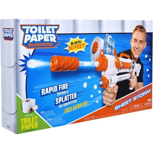 JAKKS PACIFIC Toilet Paper Blasters Sheet Storm, Toy Blaster Shoots Rapid Fire TP Spitballs Up To 50 Ft JPA15030 192995150300