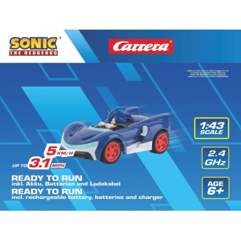 Sonic The Hedgehog carrera r/c car:team sonic racing mini rc - 1:43 sonic 370430022 9003150143260