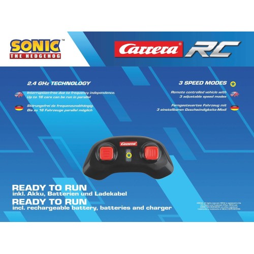 Sonic The Hedgehog carrera r/c car:team sonic racing mini rc - 1:43 sonic 370430022 9003150143260