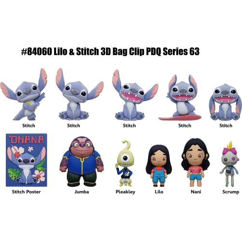 Disney Stitch Monogram Disney: Lilo & Stitch Movie (Series1) (Blind Bag/Random) 3D Foam Bag Clips Figures (84060) 84060 07776484