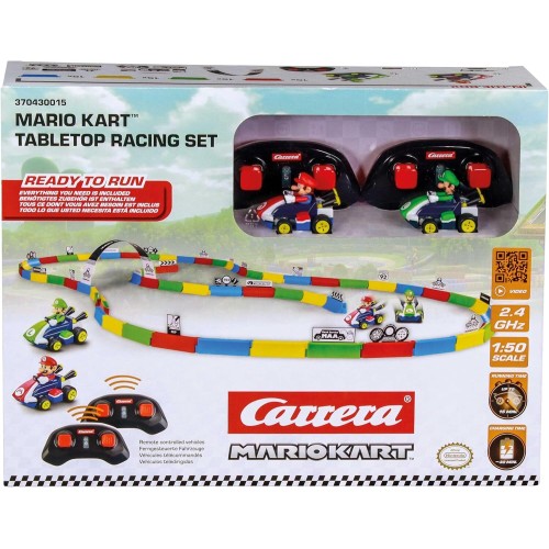 CARRERA rc mario kart tabletop racing set - with mario and luigi 1:43 scale - up to 5 kmh, ready-to-run, all batteries included,