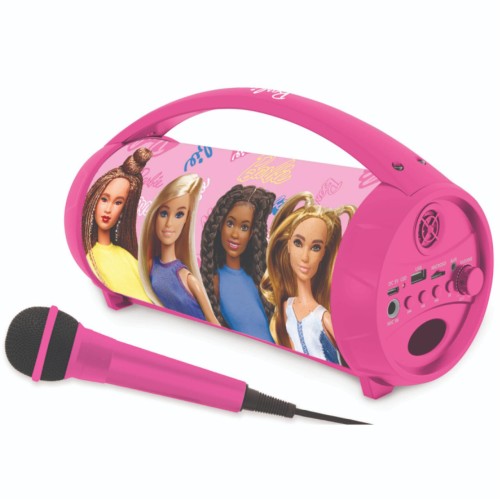 Lexibook Παιδικό Ηχείο με Μικρόφωνο Bluetooth Barbie Karaoke Ασύρματο Bluetooth Ηχείο με Μικρόφωνο και Φωτεινά εφέ για Ατελείωτη