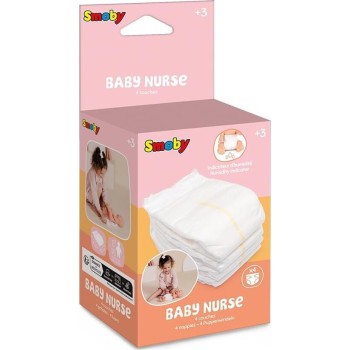 Πάνες Smoby Baby Nurse - 4 Τεμάχια - Πάνες Για Κούκλες Έως 50 Cms - Από 3 Ετών 7600220384 3032162203842