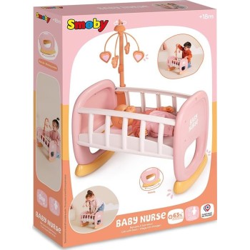 Smoby - baby nurse doll cradle with mobile - dolls bed with cradle function, for  7600220390 3032162203903
