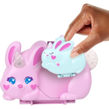 Mattel Polly Pocket 2-in-1 Bunny Fun Compact, Wearable Purse Playset With 2 Dolls & 12 Accessories Including Pets GKJ63 / JFT88 
