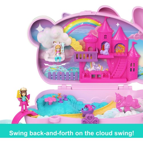 Mattel Polly Pocket 2-in-1 Bunny Fun Compact, Wearable Purse Playset With 2 Dolls & 12 Accessories Including Pets GKJ63 / JFT88 