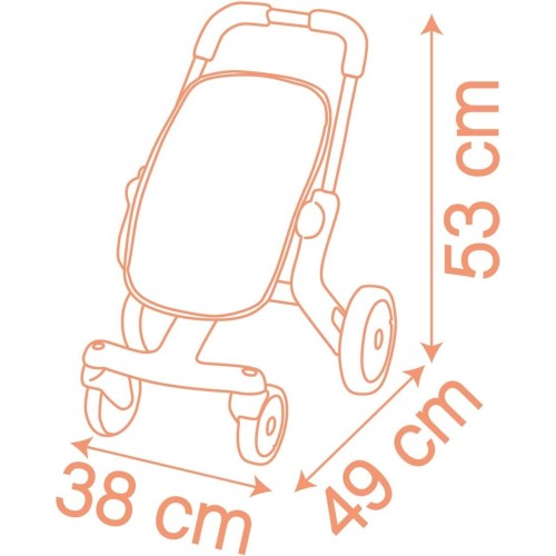 Smoby - Baby Nurse Doll Buggy Pop - Doll Pram With Freely Movable Front Wheels, Metal Frame - For Dolls Up To 42 Cm Doll Not Inc