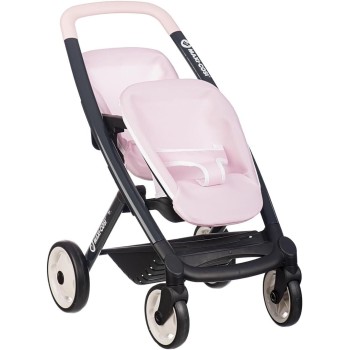 Smoby - Maxi-cosi twin doll pram - for 2 dolls up to 42 cm Not included - Freely rotating front wheels, storage basket - for chi
