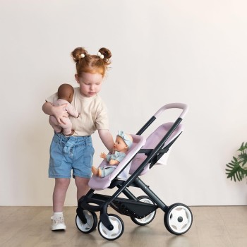 Smoby - Maxi-cosi twin doll pram - for 2 dolls up to 42 cm Not included - Freely rotating front wheels, storage basket - for chi