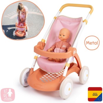 Smoby Baby Nurse stroller, for dolls up to 42 cm, handle height 58 cm, bag and storage basket, from 18 months 7600254024 3032162