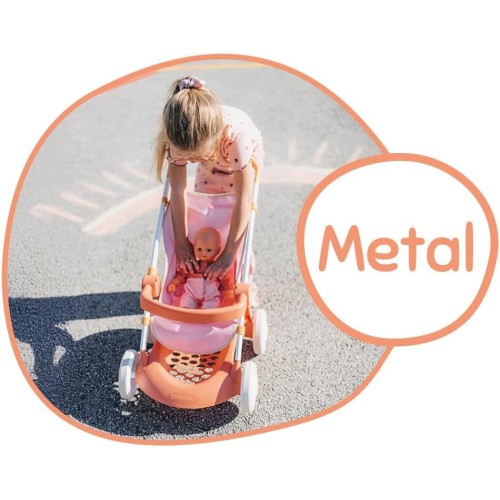 Smoby Καρότσι Κούκλας Baby Nurse Pushchair, Για Κούκλες Έως 42 Cm, Ύψος Λαβής 58 Cm, Τσάντα Και Καλάθι Αποθήκευσης, Από 18 Μηνών