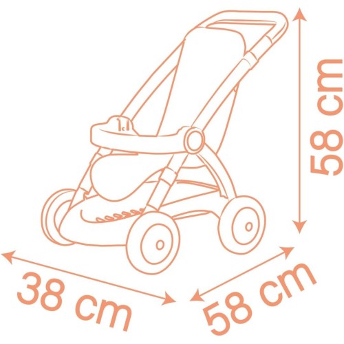 Smoby Καρότσι Κούκλας Baby Nurse Pushchair, Για Κούκλες Έως 42 Cm, Ύψος Λαβής 58 Cm, Τσάντα Και Καλάθι Αποθήκευσης, Από 18 Μηνών