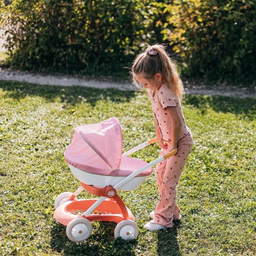 Smoby - Baby Nurse doll pram for dolls up to 42 cm Doll not included - Removable basket, metal frame, canopy made of robust text