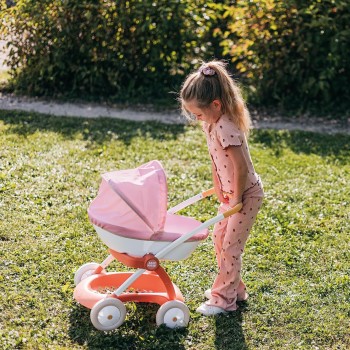 Smoby - Baby Nurse doll pram for dolls up to 42 cm Doll not included - Removable basket, metal frame, canopy made of robust text