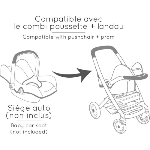 Smoby - Maxi-cosi 3-σε-1 Καροτσάκι Κούκλας, Καλάθι Μεταφοράς + Καρότσι - για Κούκλες έως 42 cm Δεν Περιλαμβάνεται - Ελεύθερα Περ