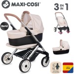 Smoby - Maxi-cosi 3-σε-1 Καροτσάκι Κούκλας, Καλάθι Μεταφοράς + Καρότσι - για Κούκλες έως 42 cm Δεν Περιλαμβάνεται - Ελεύθερα Περ