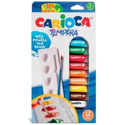 CARIOCA Tempera Tubes 10Ml + Brush, 12 Items 40012 8003511400125