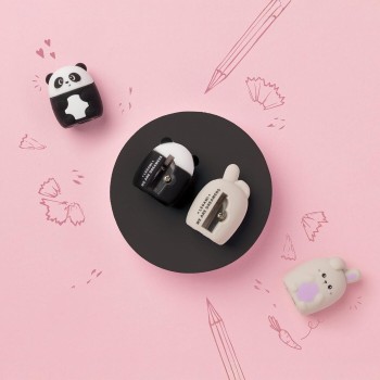 Legami Pencil Sharpener - Mini Friends, Panda Theme, Pencil Sharpener Ideal For Children, Easy To Grip CSHKIT3 8052694028572