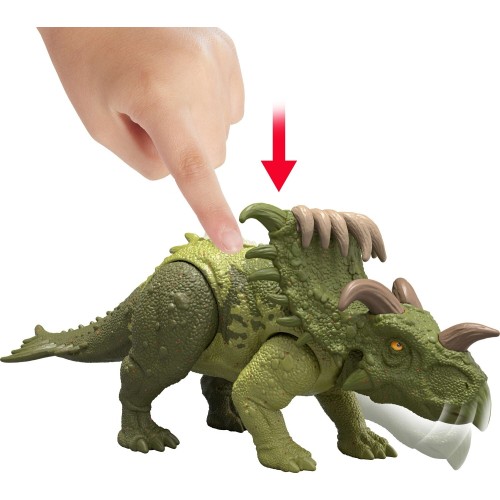 Mattel Jurassic World Strike Attack Kosmoceratops Dinosaur Figure, Single Action & Posable, Digital Play JGB77 / JKL69 194735352