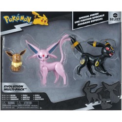 Jazwares Pokemon Select Evolution Multipack Eevee 2, Umbreon, Espeon Φιγούρες JW004222 191726760658