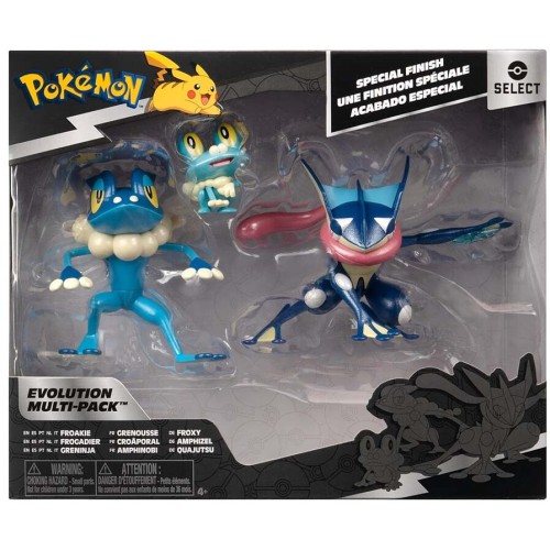 Jazwares Pokemon Select Evolution Pack - Περιλαμβάνει Φιγούρες Μάχης 2" Froakie, 3" Frogadier Και 4,5" Greninja Battle JW003687 