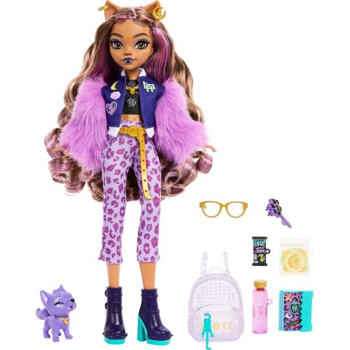 Mattel Monster High Clawdeen Wolf Fashion Doll With Pet Dog Crescent and Accessories HRP65 194735183579