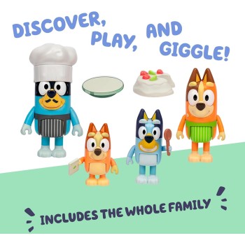 Giochi Preziosi Bluey It's Time For Pavlova With This Pavlova 4 Pack, Includes, Bingo, Bandit In His Chef Hat And Chilli And 2 A