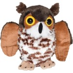 wild republic pocketkins eco  horned owl, stuffed animal, 5 inches, plush t 27881 092389278811
