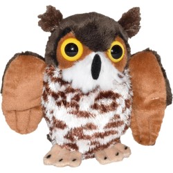 wild republic pocketkins eco  horned owl, stuffed animal, 5 inches, plush t 27881 092389278811