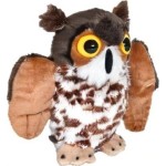 wild republic pocketkins eco  horned owl, stuffed animal, 5 inches, plush t 27881 092389278811