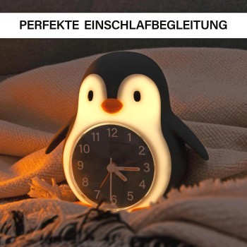 Megalight POPPY PENGUIN Kids Alarm Clock With Wake Up Light & Night Light Warm White 187406.ML.00.01187406.ML. 4064252009903