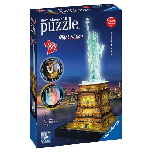 Ravensburger Παζλ 3D 108Τμχ Άγαλμα Της Ελευθερίας Νυχτερινή Έκδοση 12596 4005556125968