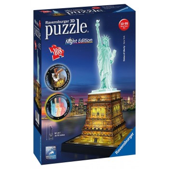 Ravensburger Παζλ 3D 108Τμχ Άγαλμα Της Ελευθερίας Νυχτερινή Έκδοση 12596 4005556125968